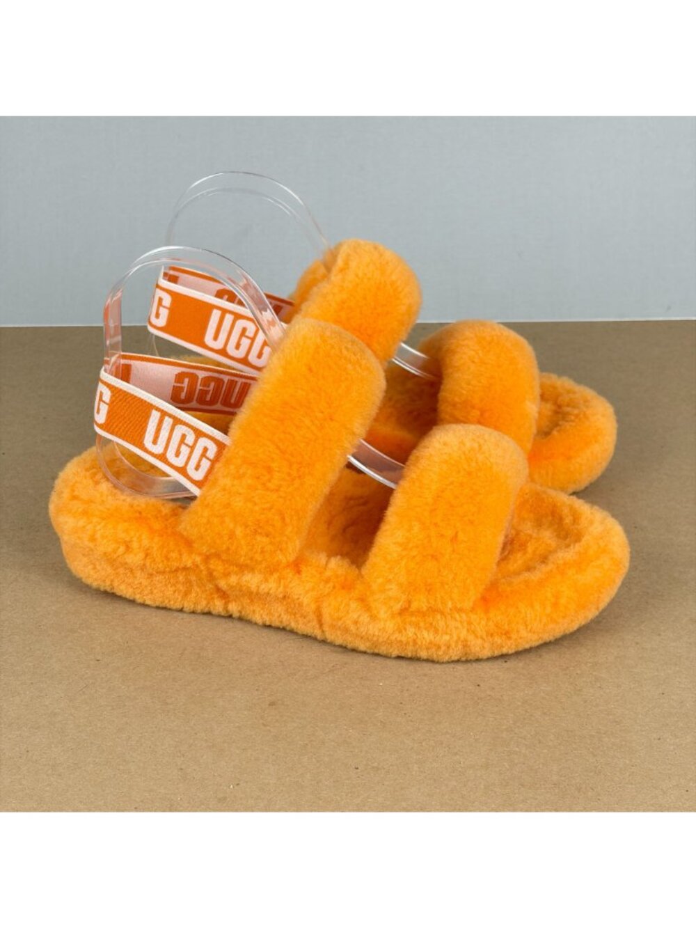 UGG Oh Yeah Slingback Slippers Womens 7 Orange Sheepskin Casual Comfort - Picture 3 of 9